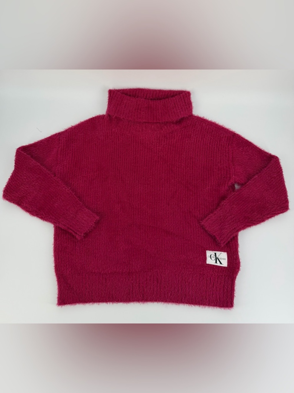 Calvin Klein Jeans Fuzzy Turtleneck Sweater Pink Women’s Size M and S Soft Knit - Picture 6 of 8